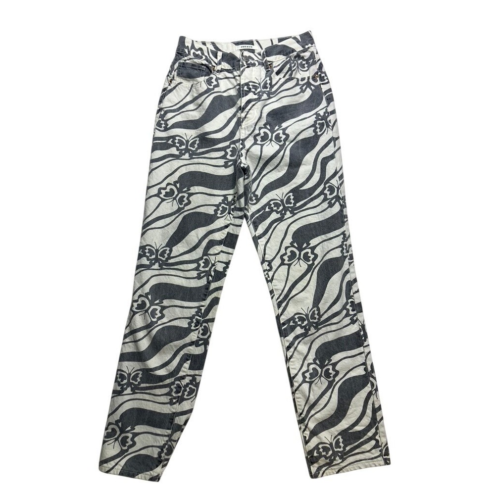 PacSun Butterfly Zebra Print Dad Jean‎ High Rise Straight Leg Pants Womens 26
